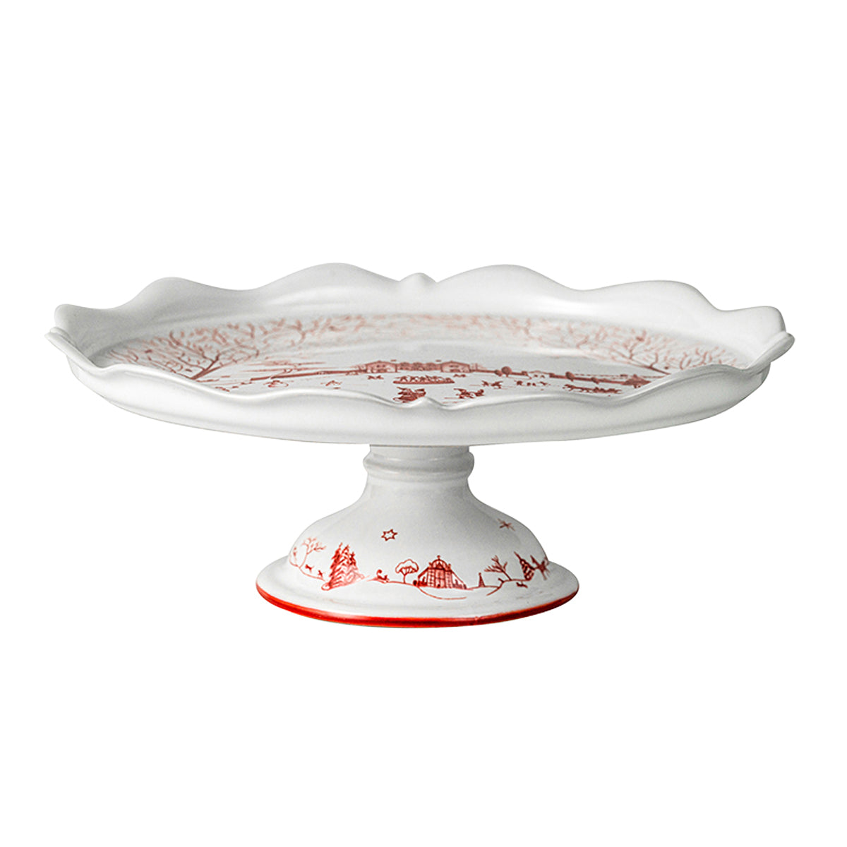 Country Estate Winter Frolic Cake Stand - Ruby