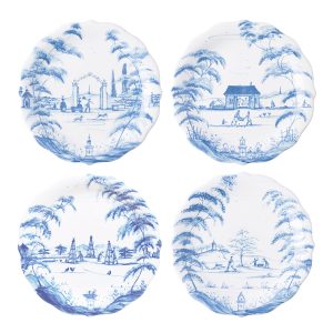 Country Estate Party Plate Assorted Set/4 - Delft Blue