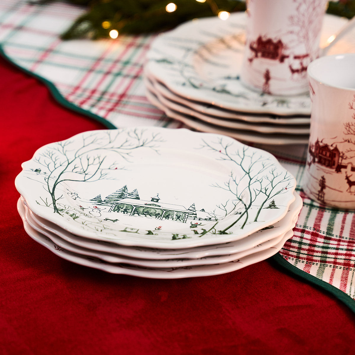 Country Estate Winter Frolic Dessert/Salad Plate - Evergreen - Image 4