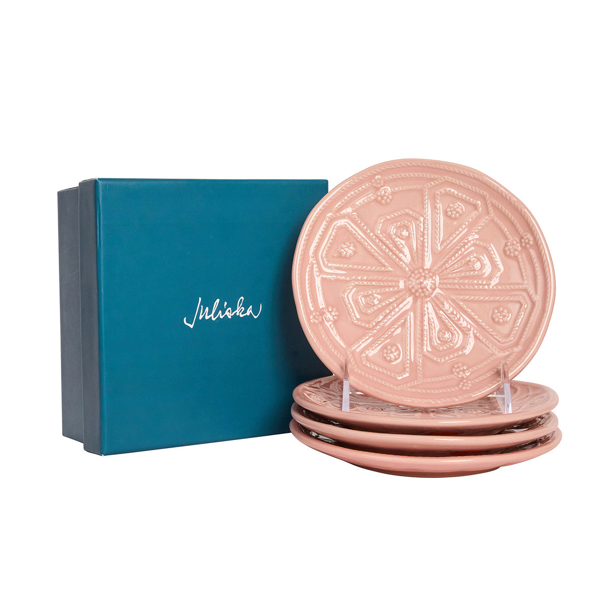 Jardins du Monde Side/Cocktail Plate Assorted Set/4 - Blush - Image 2
