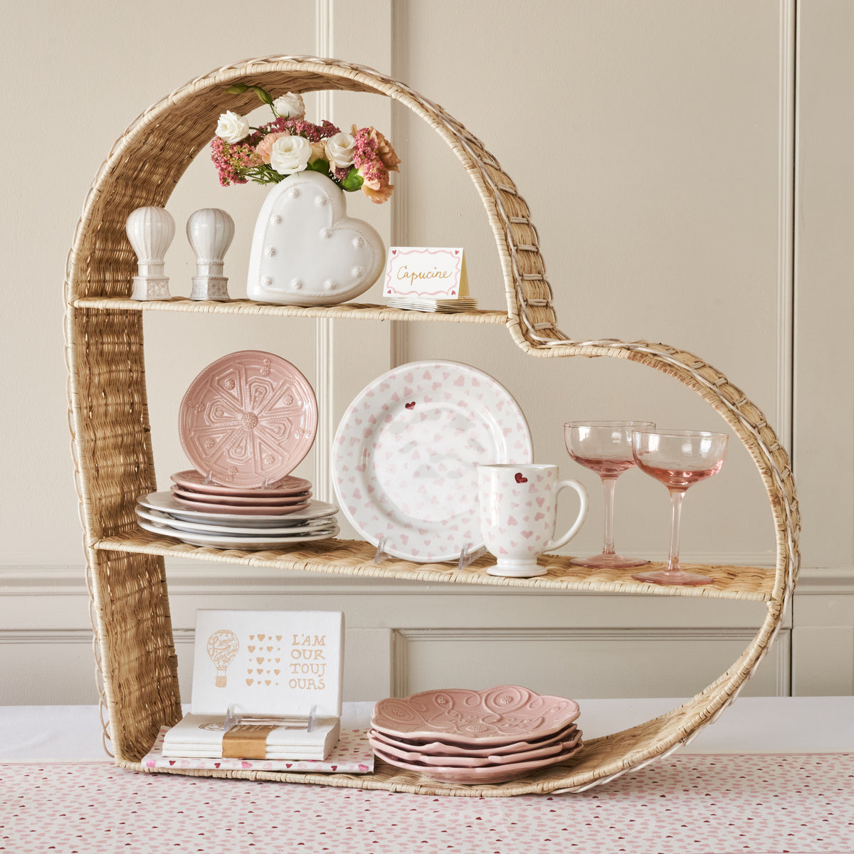 Provence Rattan Heart Shelving Unit - Whitewash - Image 3