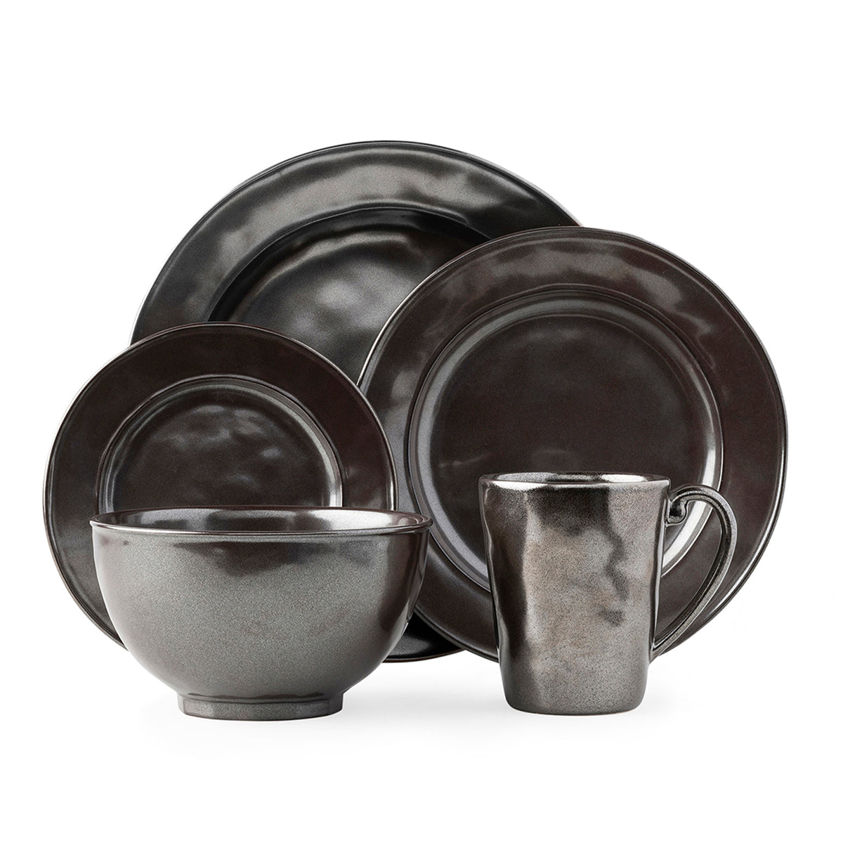 Pewter Stoneware 5pc Place Setting