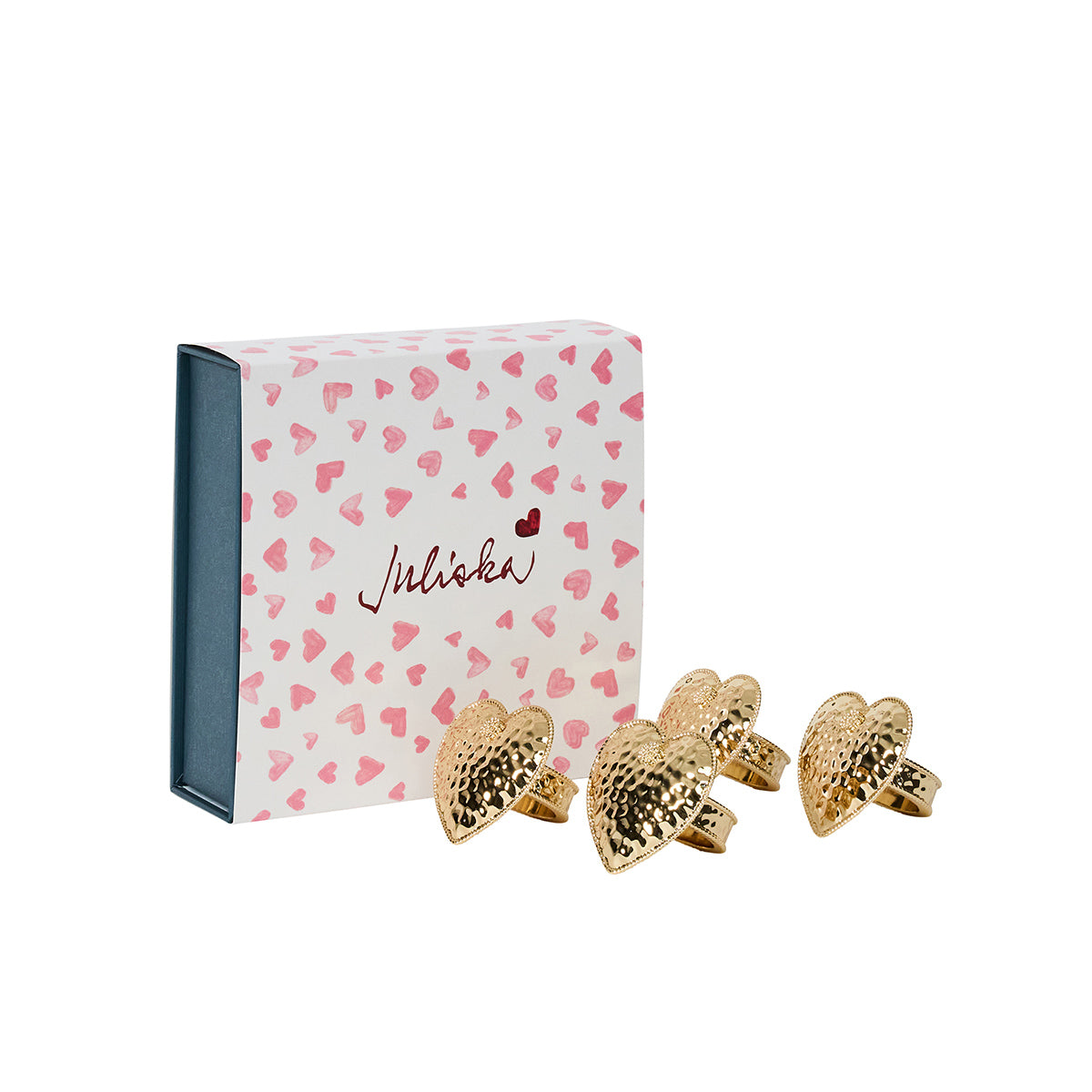Berry & Thread Heart Napkin Ring Set/4 - Gold - Image 2