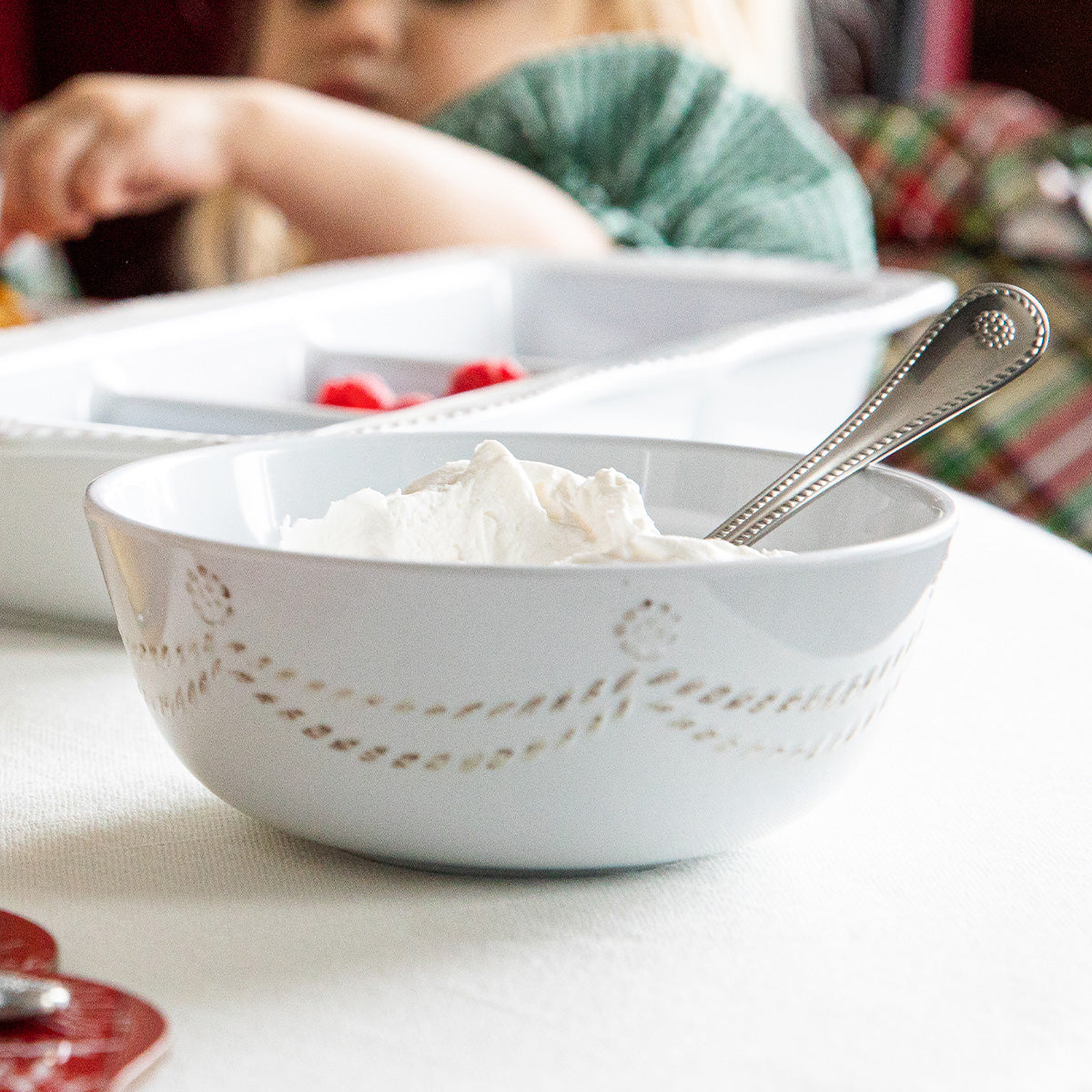 Berry & Thread Melamine Cereal/Ice Cream Bowl Set/4 - Whitewash - Image 4