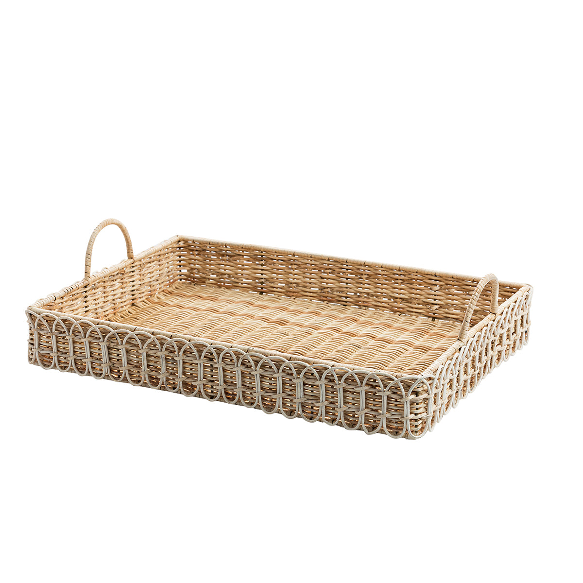 Provence Rattan 22.5 Rectangular Tray - Whitewash