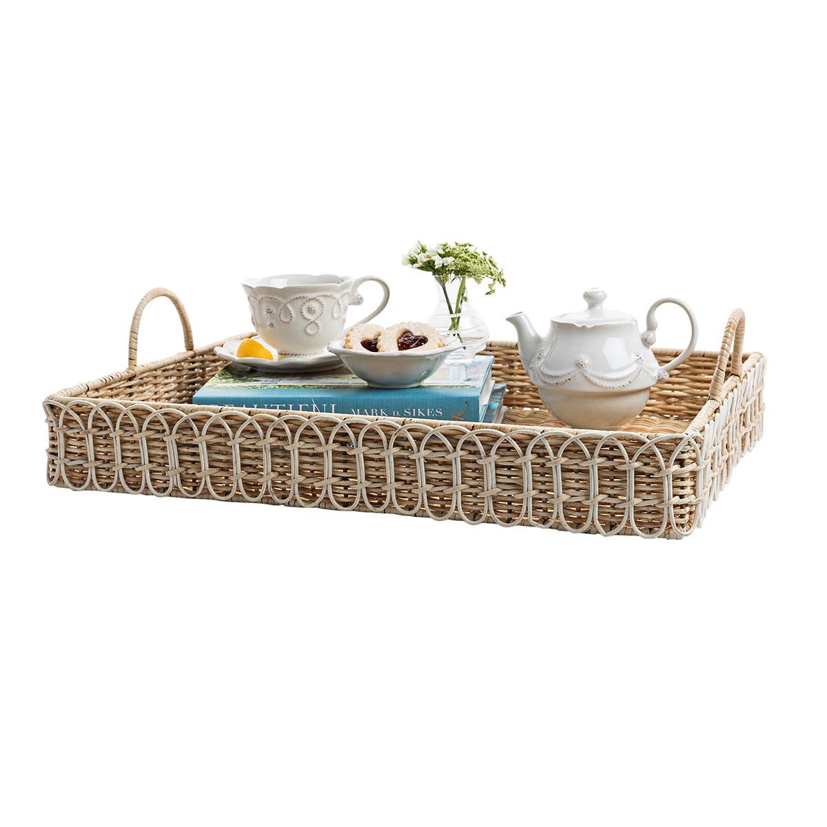 Provence Rattan 22.5 Rectangular Tray - Whitewash - Image 2