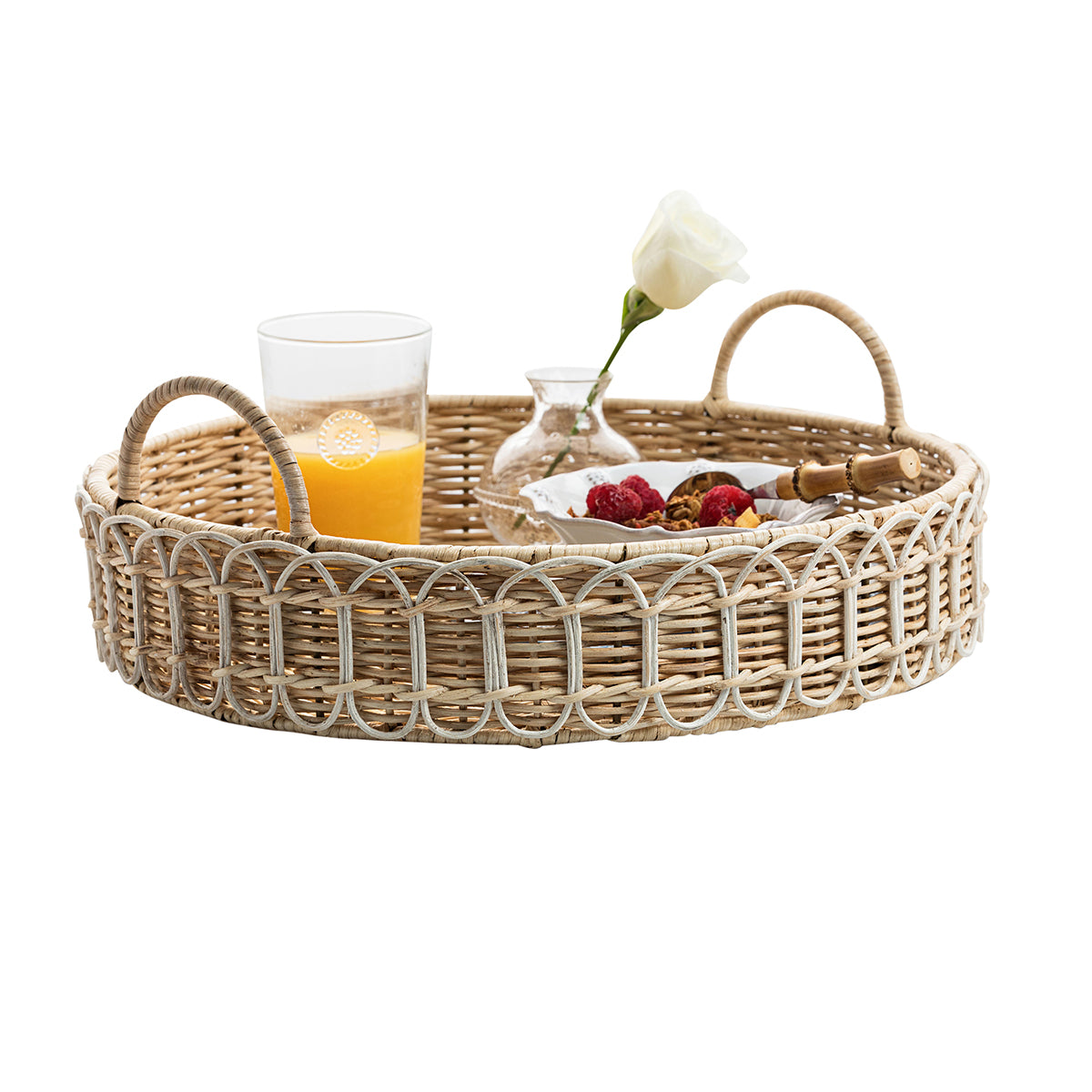 Provence Rattan 16 Circle Tray - Whitewash - Image 3