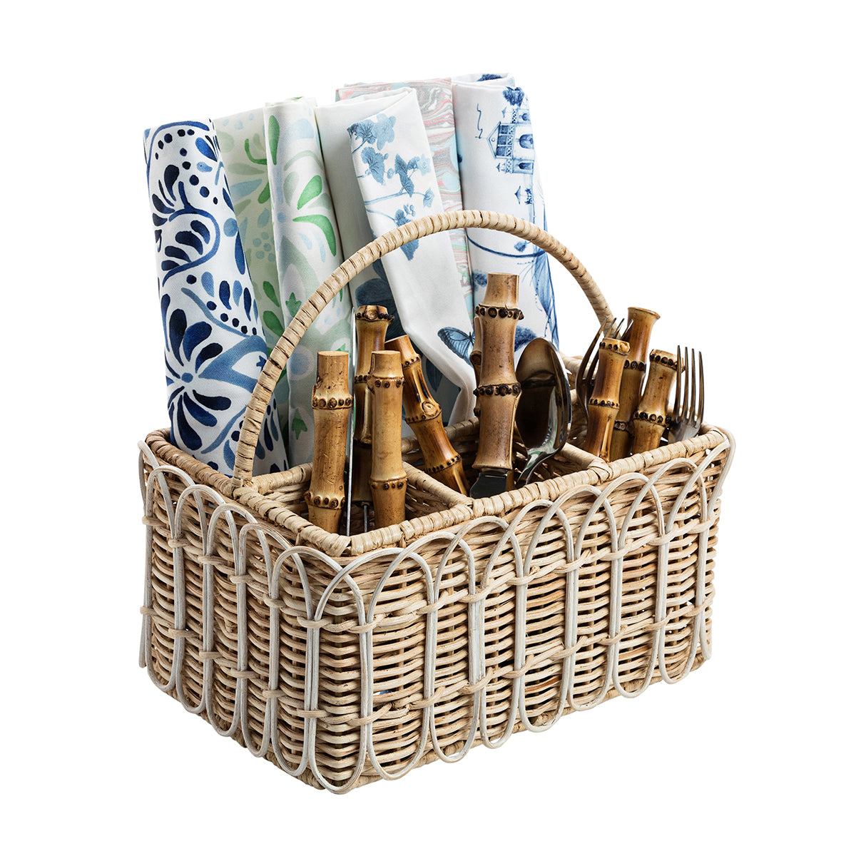 Provence Rattan Silverware Caddy - Whitewash - Image 4