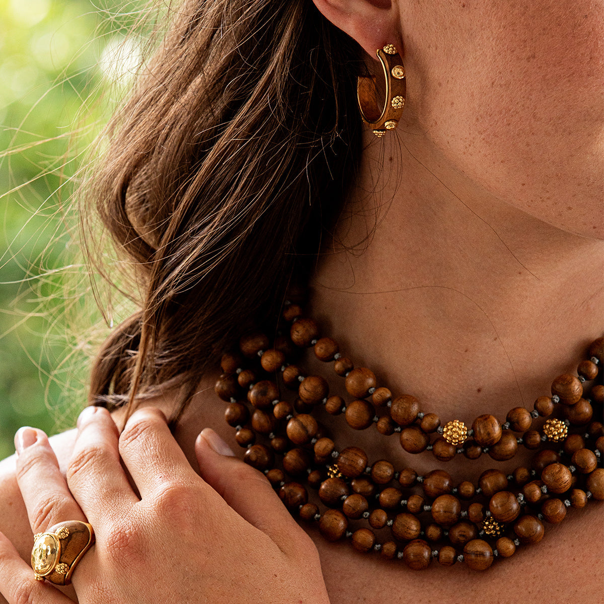 Gaia Hoop Earrings - Teak - Image 4