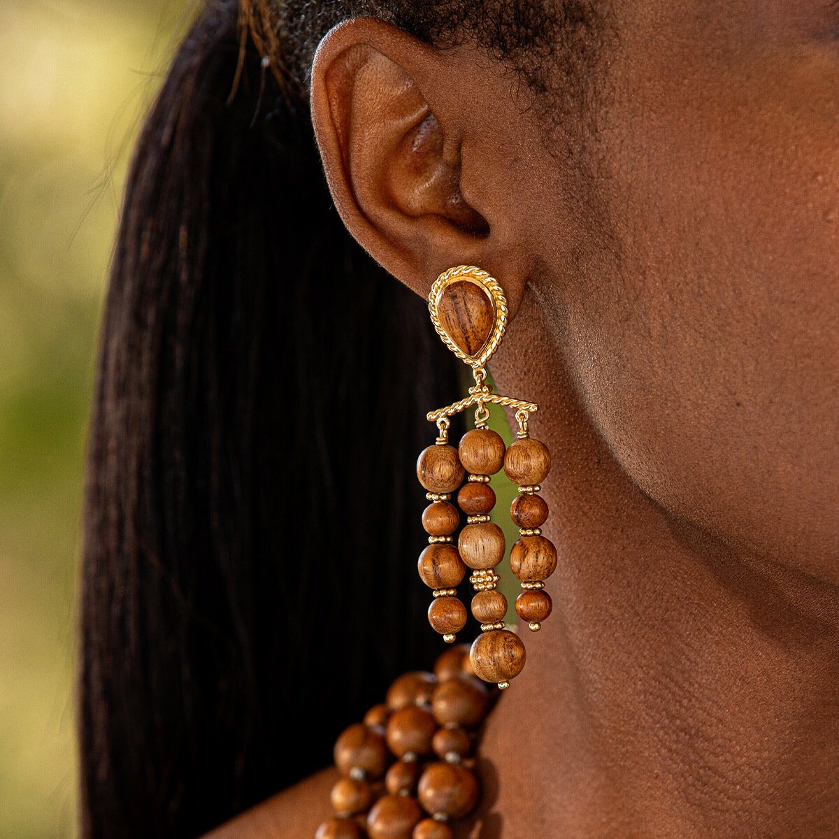 Earth Goddess Chandelier Earrings - Teak - Image 3
