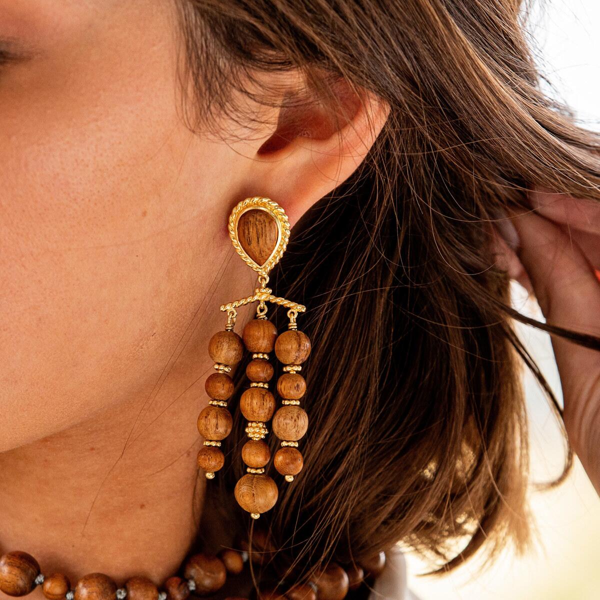 Earth Goddess Chandelier Earrings - Teak - Image 4