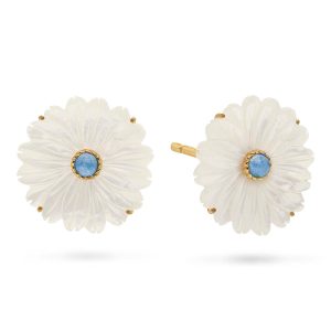 Mermaid Garden Flower Stud Earrings - MOP/Ocean Jade