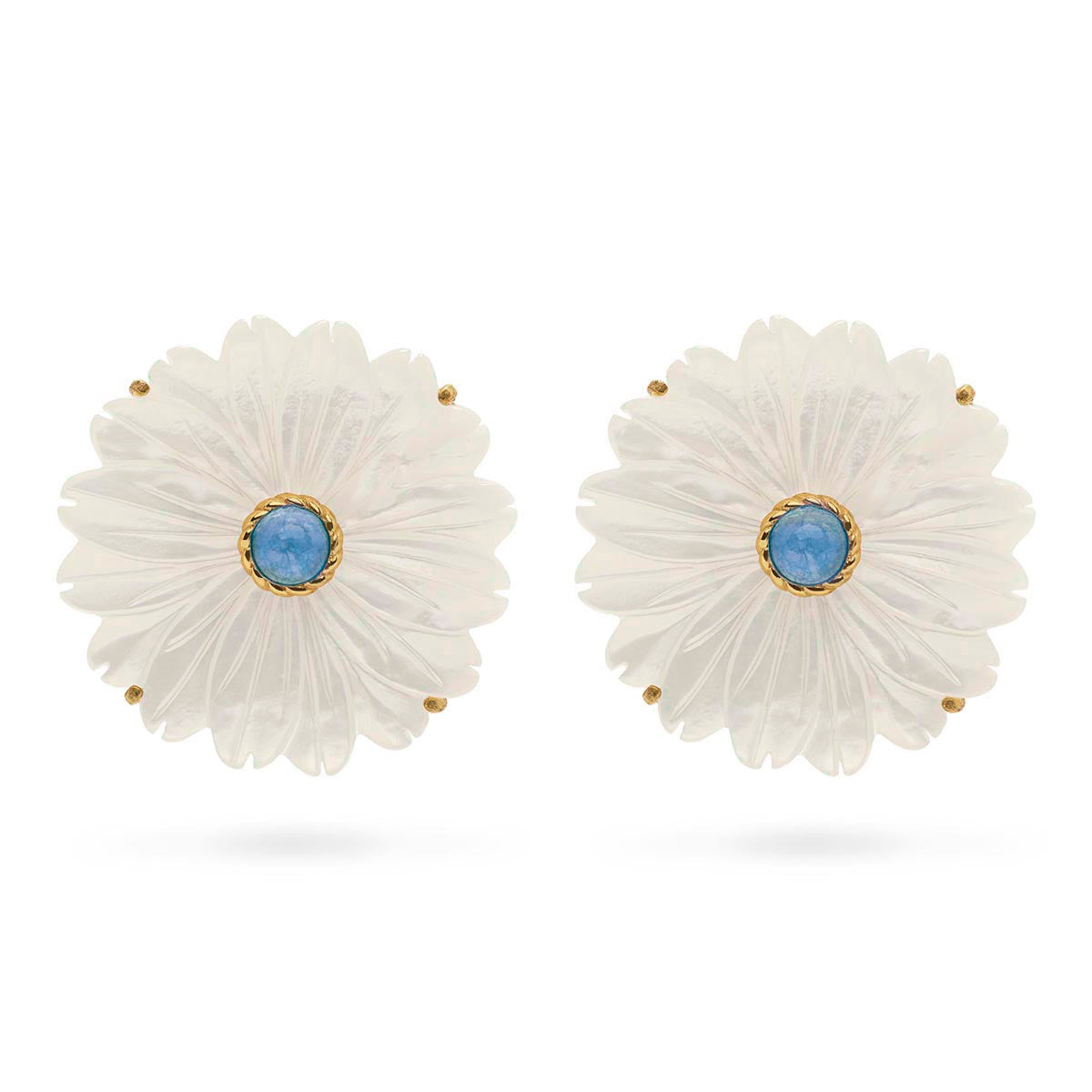 Mermaid Garden Flower Stud Earrings - MOP/Ocean Jade - Image 4