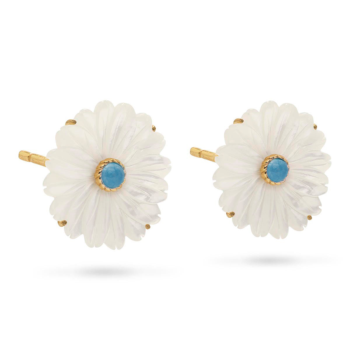 Mermaid Garden Flower Stud Earrings - MOP/Ocean Jade - Image 5