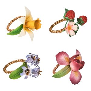 Meadow Walk Floral Napkin Ring Assorted Set/4 - Multi