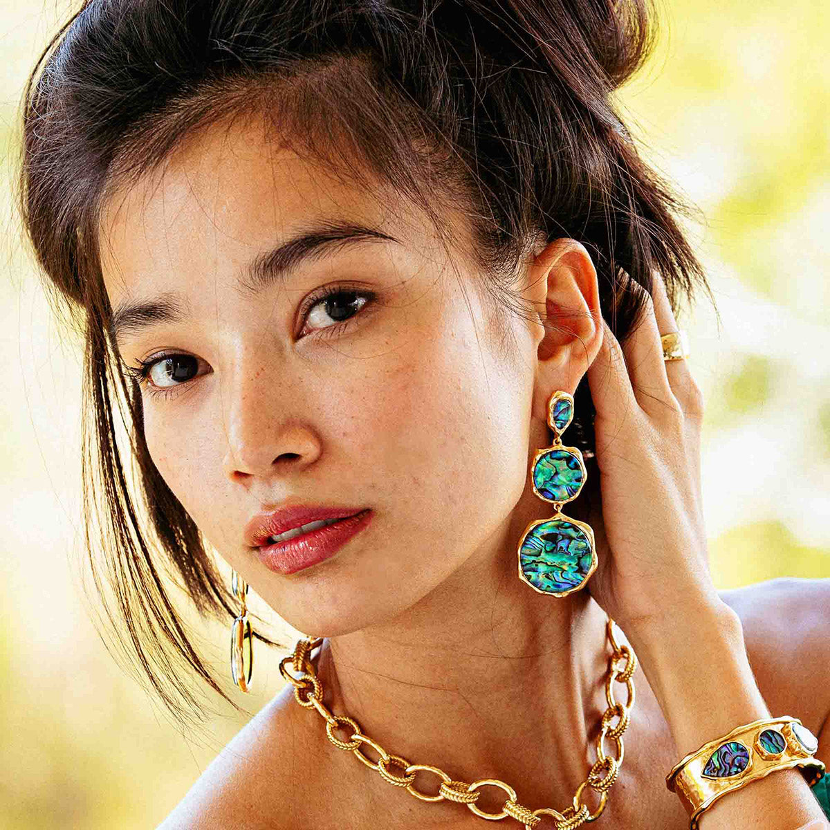 Aurora Triple Drop Post Earrings - Abalone - Image 3