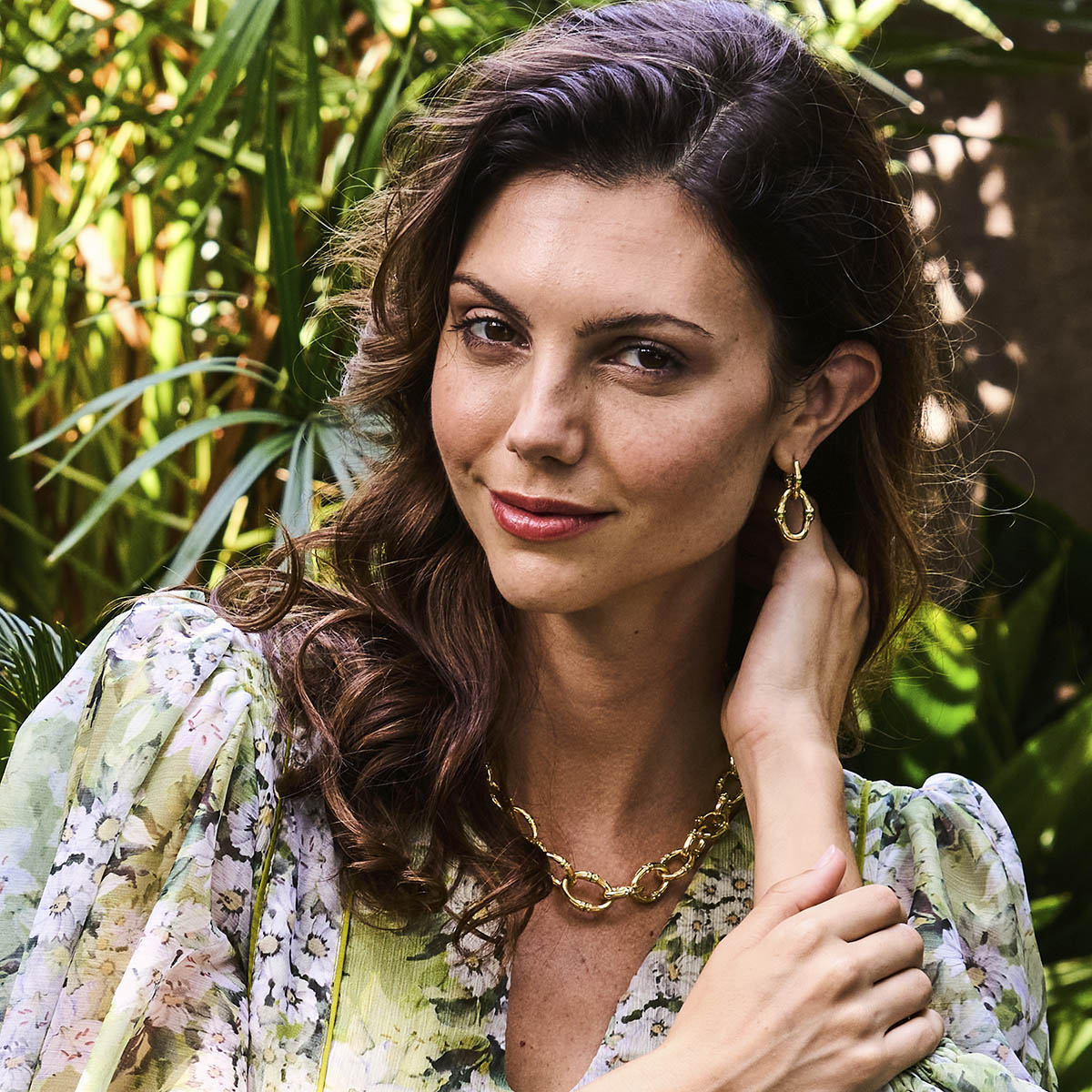 Bangkok Bamboo Link Earrings - Gold/Green Enamel - Image 4