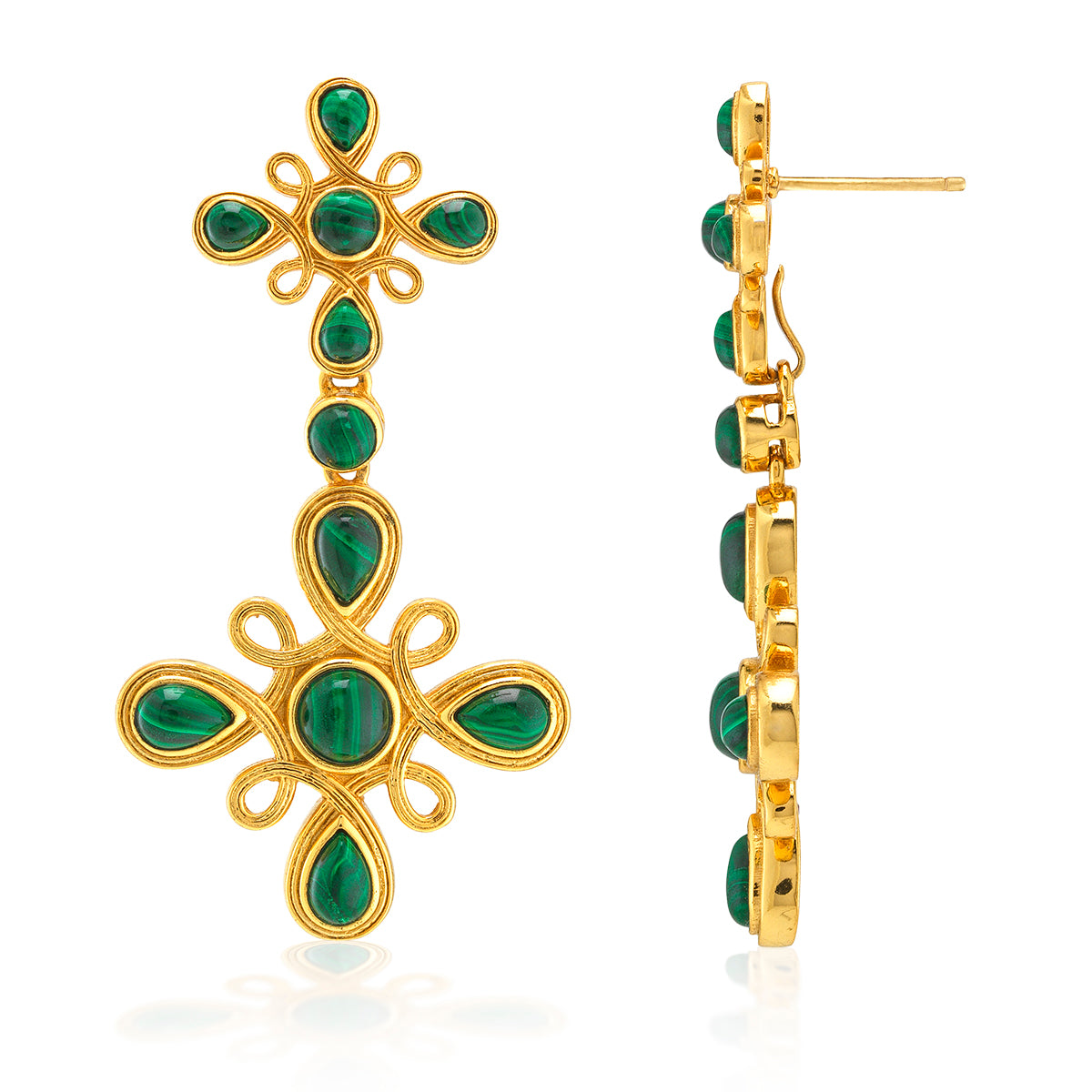 Monique Gem Convertible Double Drop Earrings - Malachite - Image 4