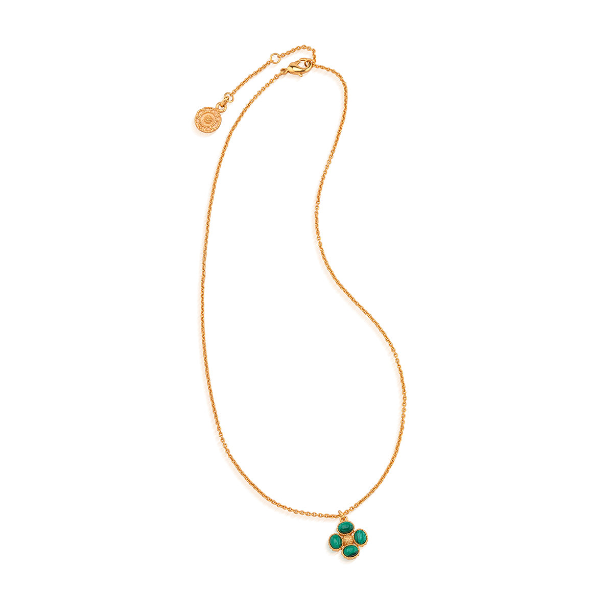 Berry Clover Double Sided Charm Necklace. 16+2 - Malachite - Image 4