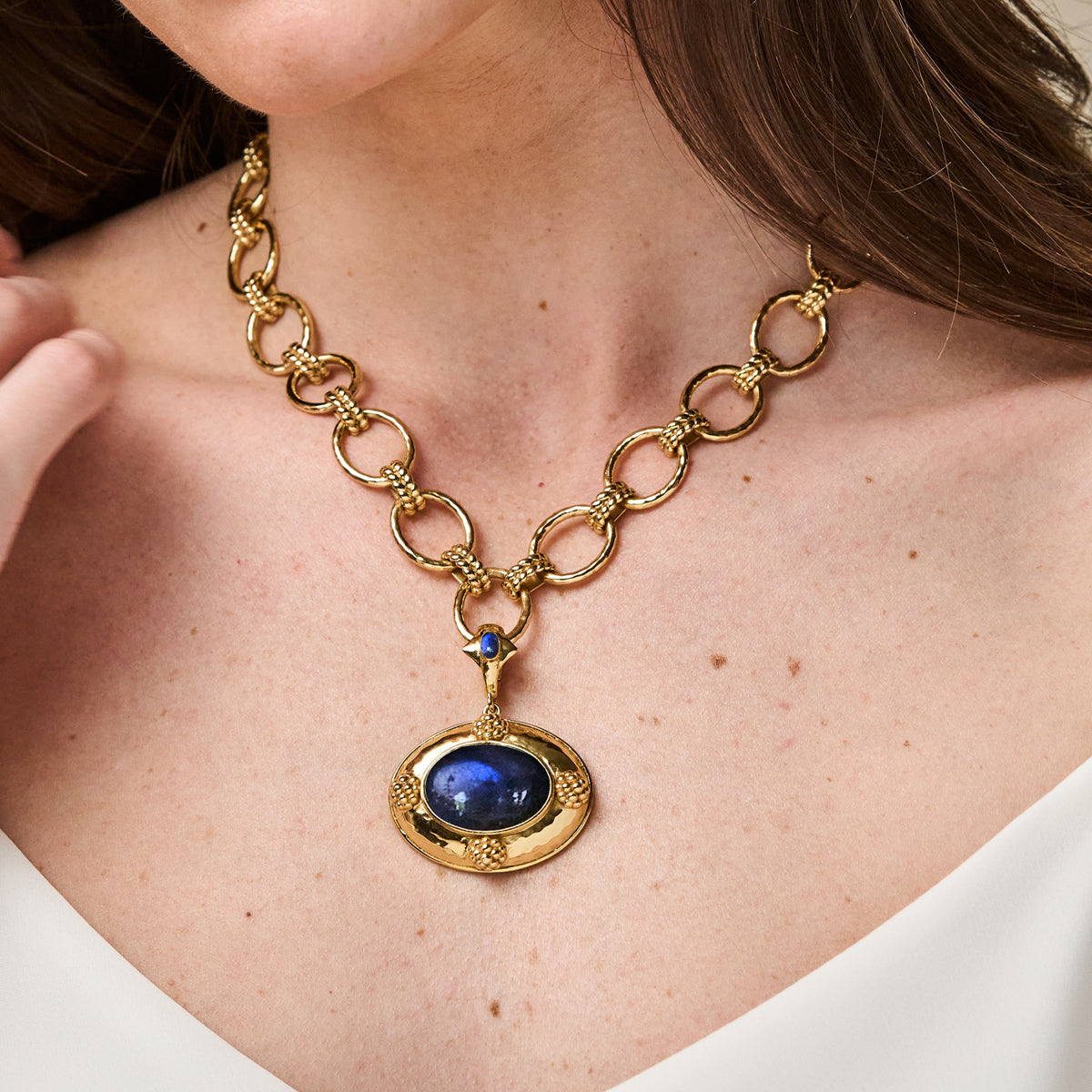 Cleopatra Removeable Pendant Necklace. 16+2 - Blue Labradorite - Image 2