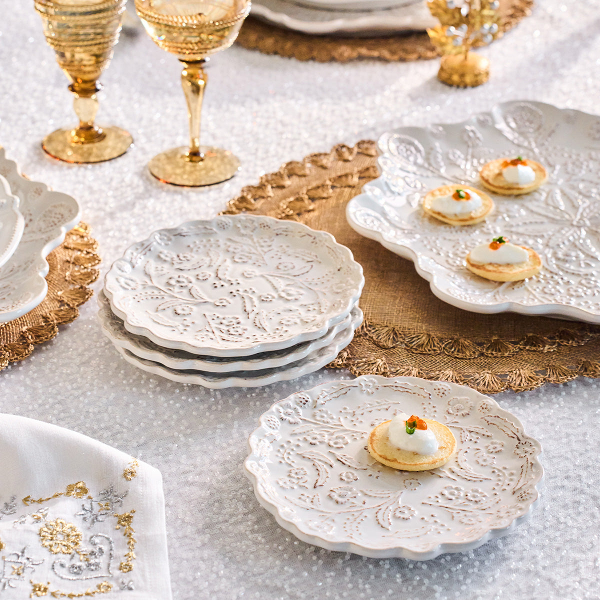 Berry & Thread Thistle Cocktail Plate Set/4 - Whitewash - Image 4
