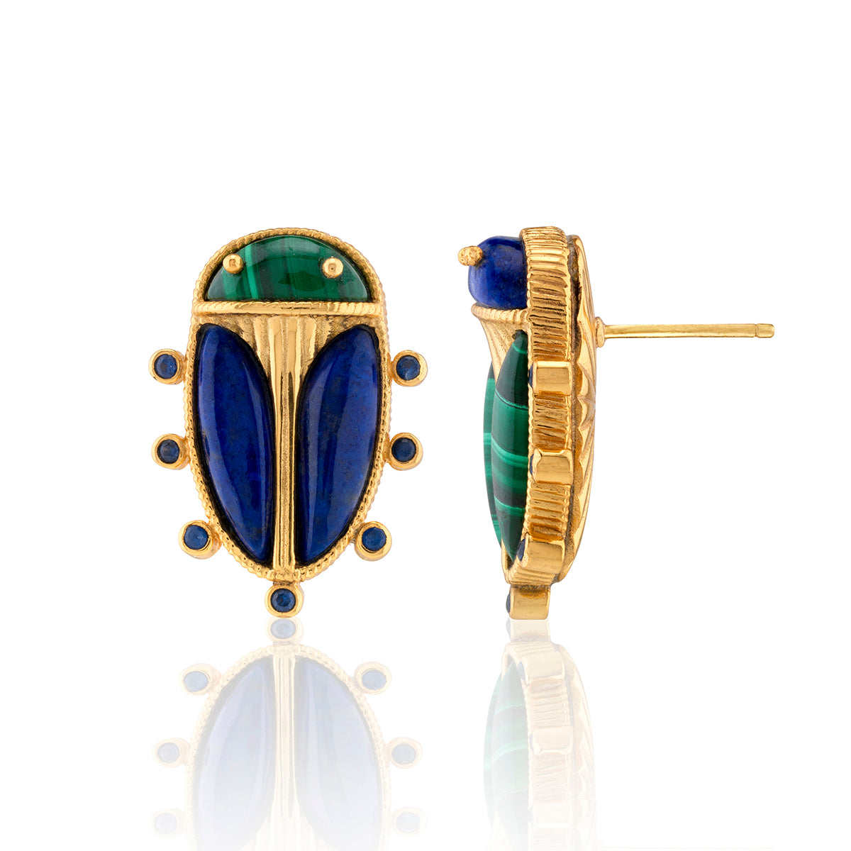 Scarab Mismatched Stud Earrings - Multi - Image 3