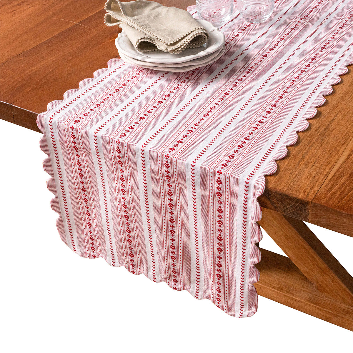 Villa Stripe 18 x 90 Table Runner - Red - Image 2