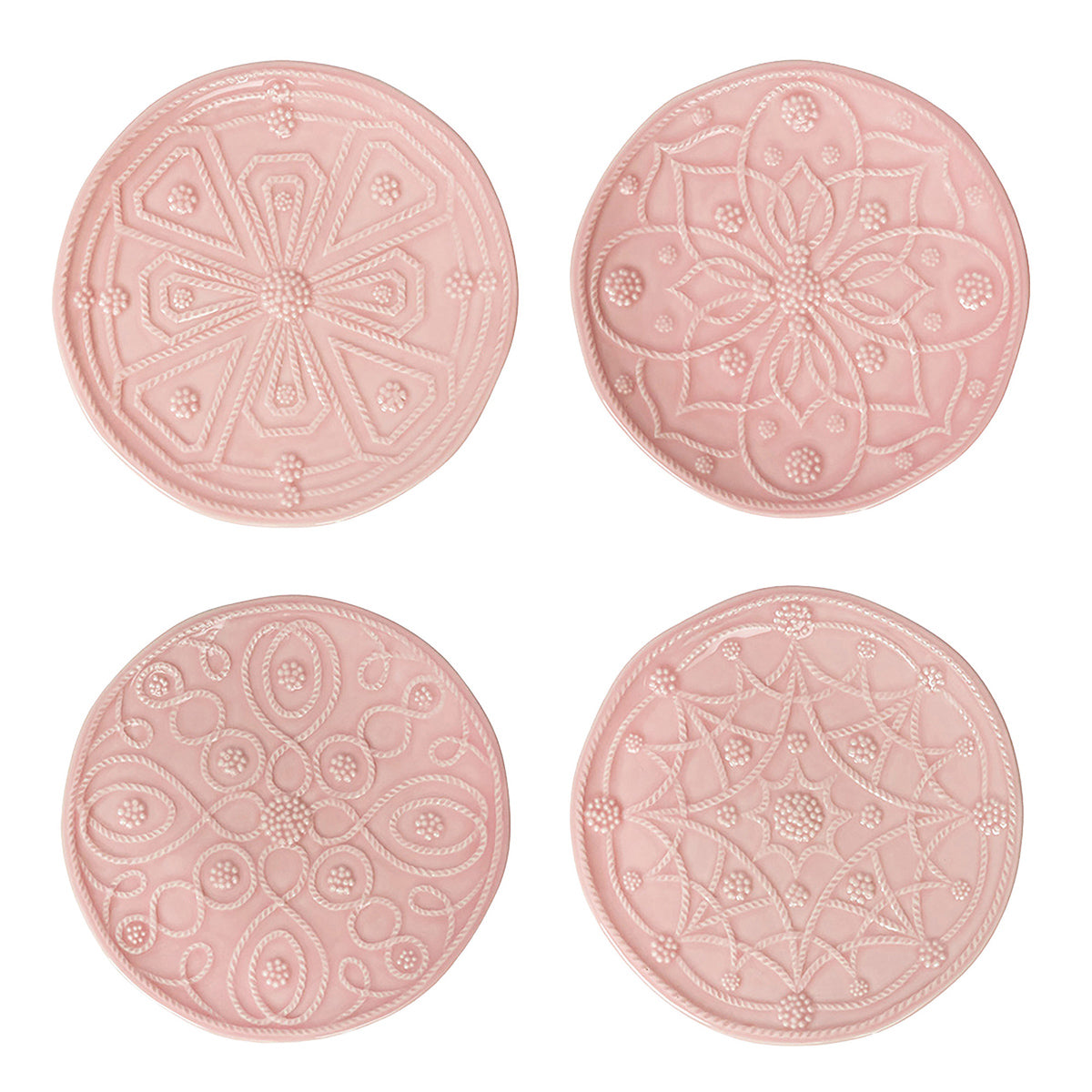 Jardins du Monde Side/Cocktail Plate Assorted Set/4 - Blush