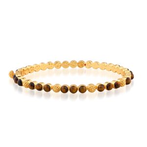 Berry Gem Petite Hinged Bangle - Tiger's Eye