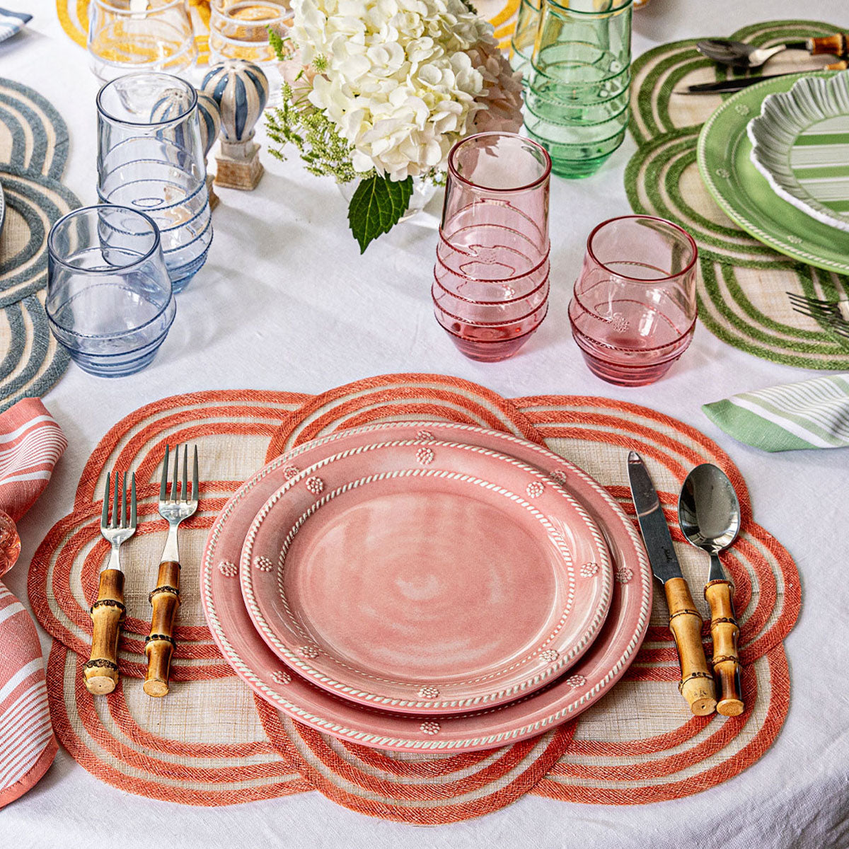 Berry & Thread Melamine Dinner Plate Set/4 - Coral - Image 4