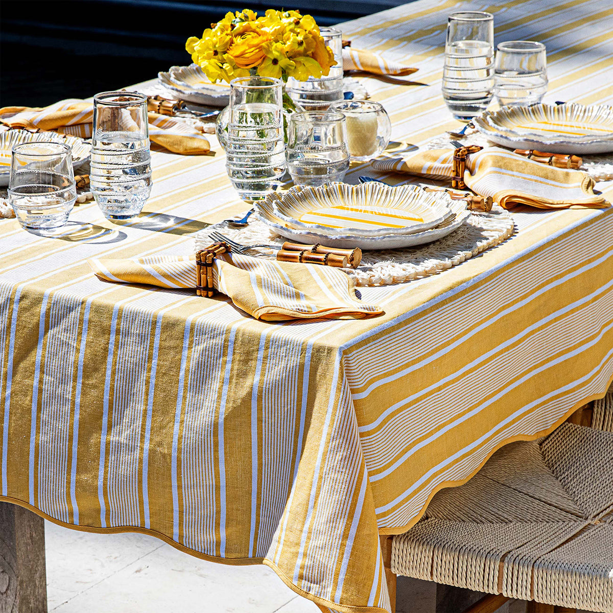 Cabana Stripe 60 x 120 Tablecloth - Sunshine - Image 2