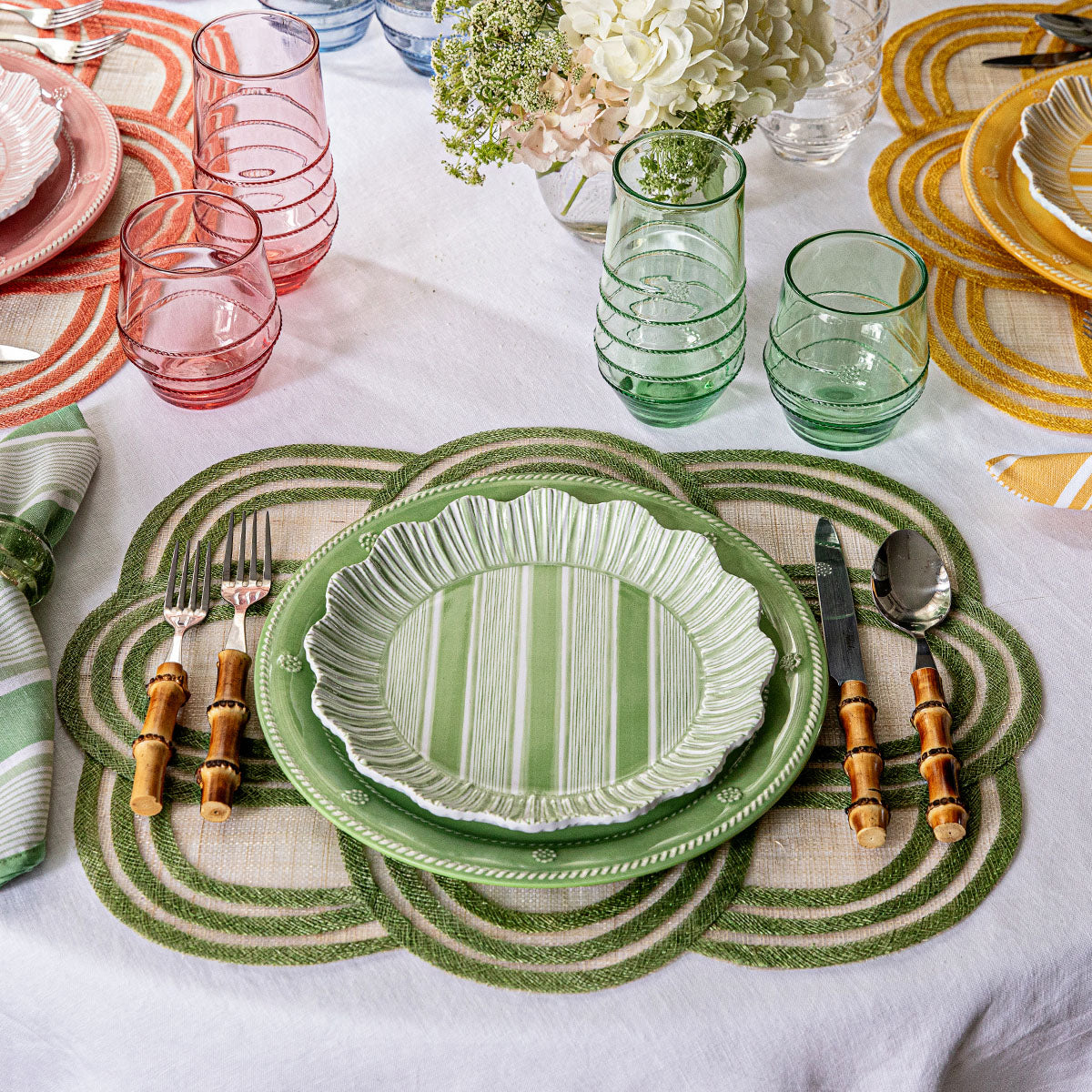 Cabana Stripe Melamine Dessert/Salad Plate Set/4 - Seagrass - Image 5
