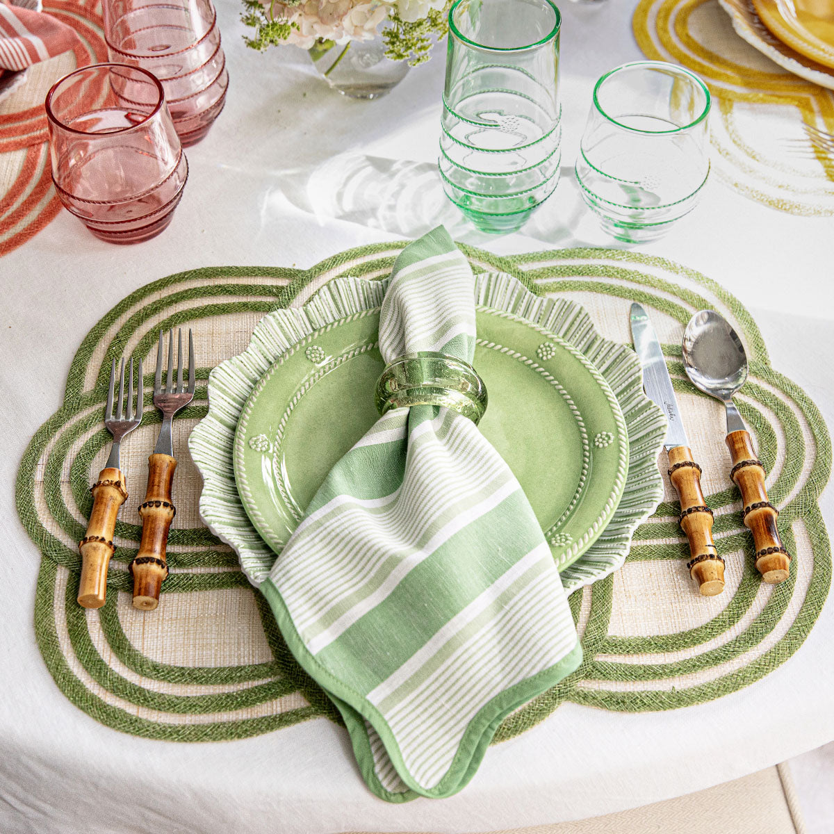 Cabana Stripe Napkin Set/4 - Seagrass - Image 5