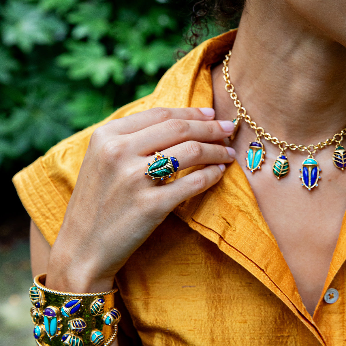 Scarab Grande Ring - Lapis/Malachite - Image 2