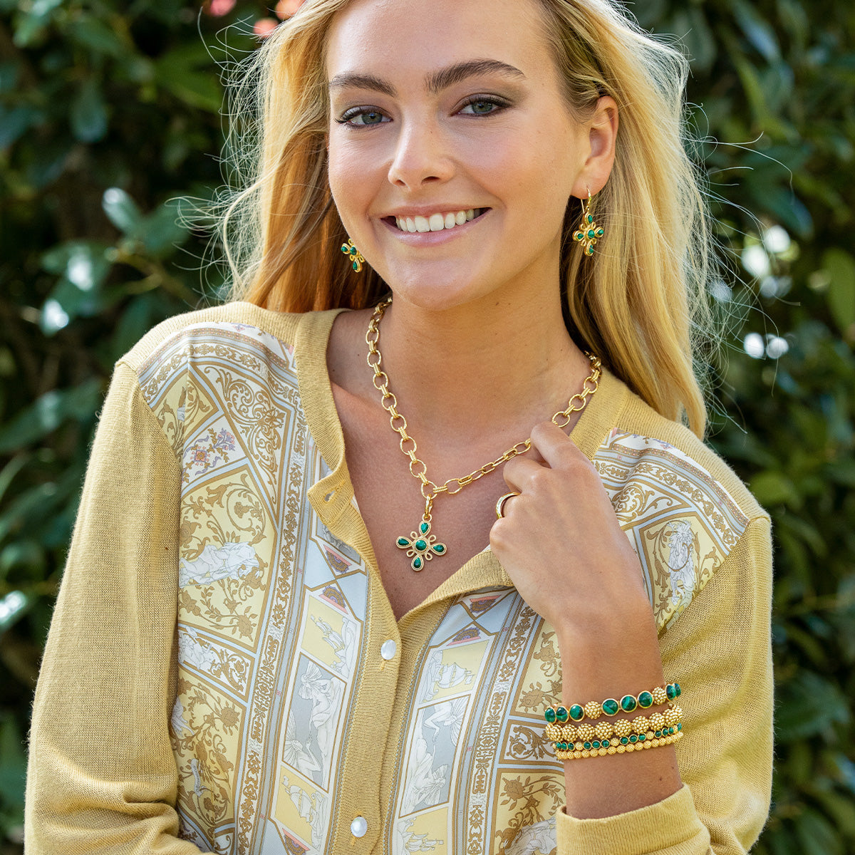 Berry Gem Petite Hinged Bangle - Malachite - Image 5