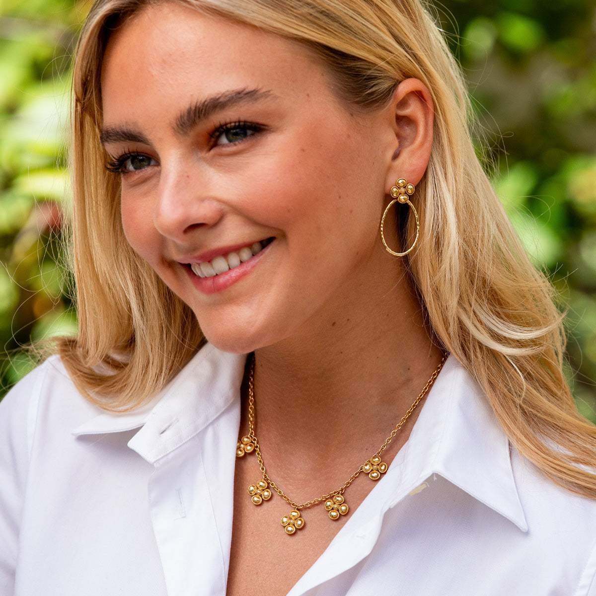 Berry Clover Teardrop Earrings - Gold - Image 2