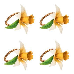 Meadow Walk Daffodil Napkin Ring. Set/4 - Yellow