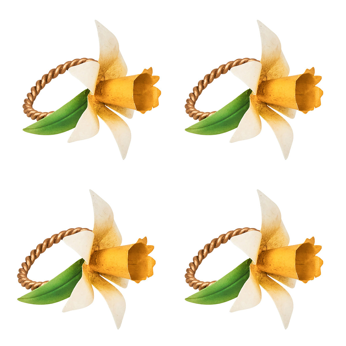 Meadow Walk Daffodil Napkin Ring. Set/4 - Yellow