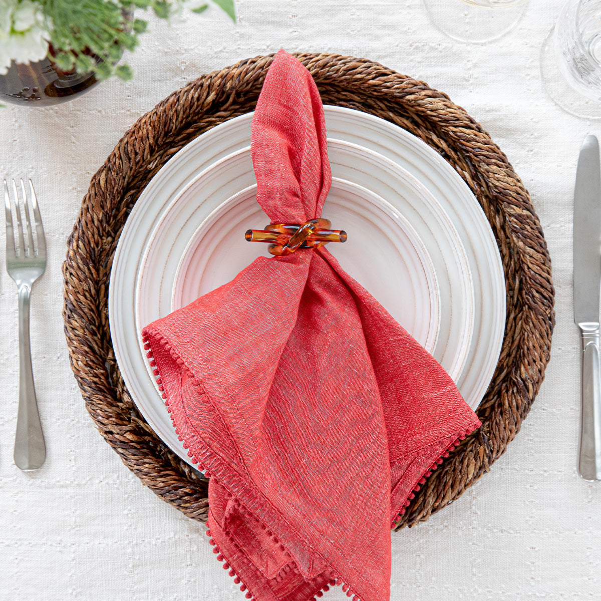 Berry Trim Napkin - Red - Image 4