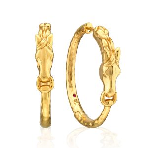 Equestrian Horsehead Hoop Earrings - Gold