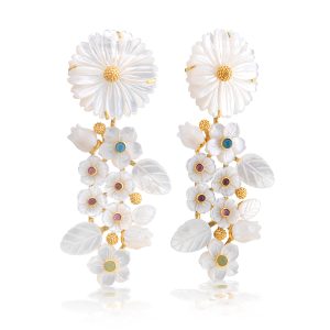 Mermaid Garden Convertible Statement Earrings - MOP/Multi-Colored Jade