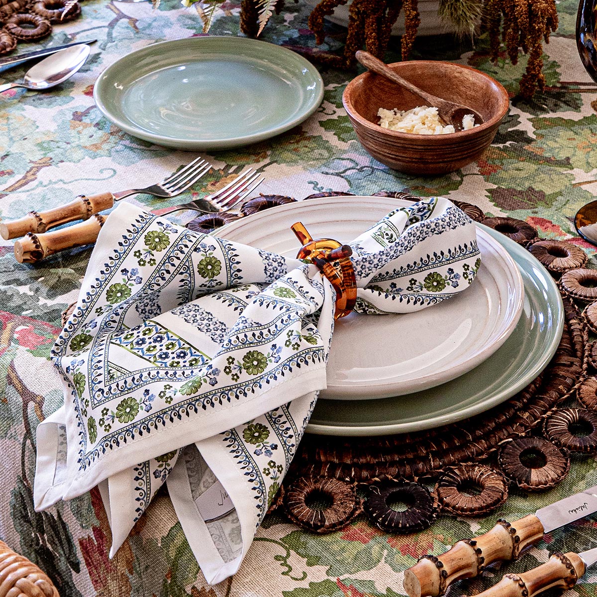 Seville Stripe Napkin Set/4 - Green - Image 4