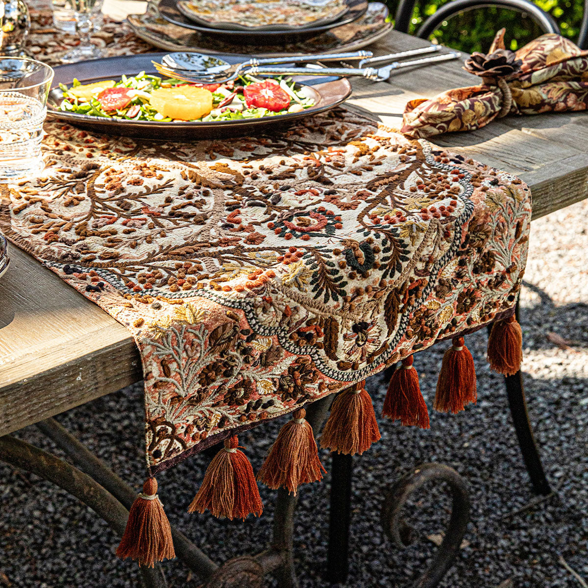 Willa Embroidered 18 x 90 Table Runner - Amber - Image 3