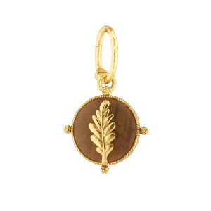 Forest Walk Oak Leaf Double Sided Charm/Pendant - Teak/Gold