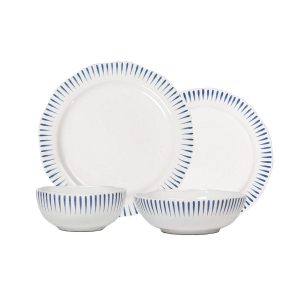 Sitio Stripe 4pc Place Setting - Delft Blue