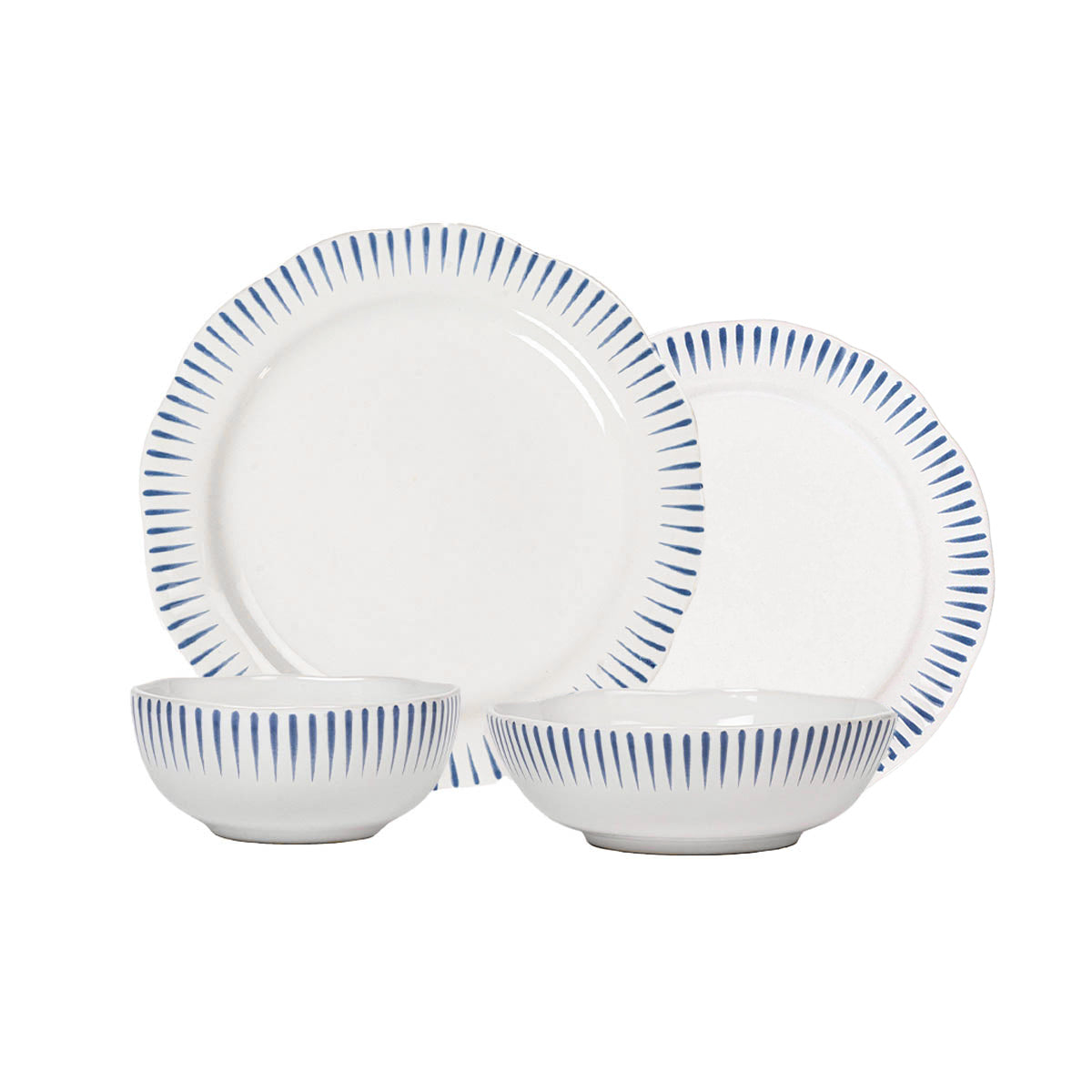 Sitio Stripe 4pc Place Setting - Delft Blue