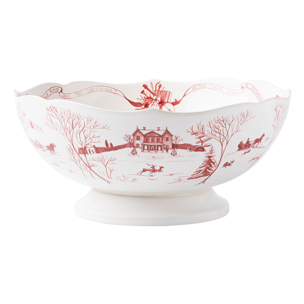 Country Estate Winter Frolic 13 Centerpiece Bowl - Ruby