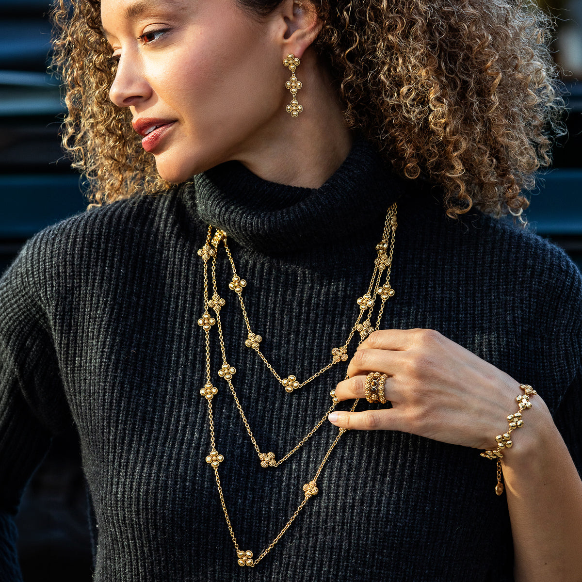 Berry Clover Double Sided Necklace. 28 - Gold - Image 5
