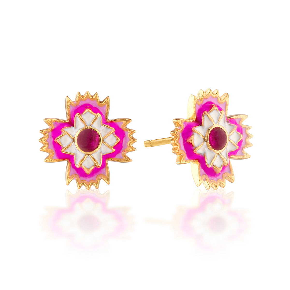 Dianthus Stud Earrings - Pink