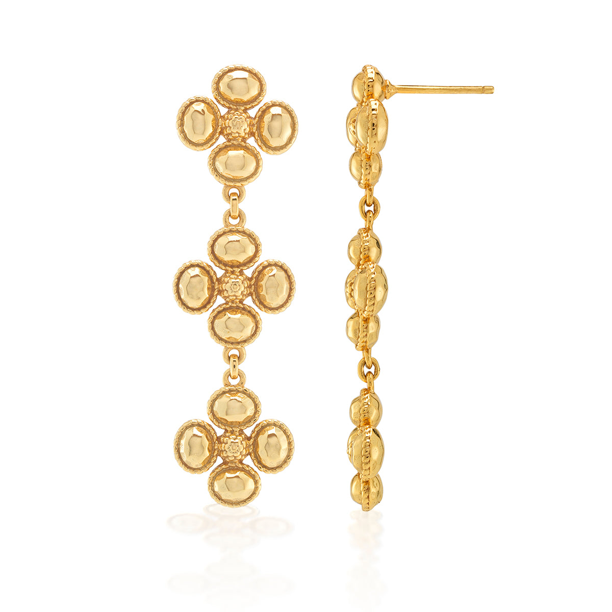 Berry Clover Linear Earrings - Gold - Image 3